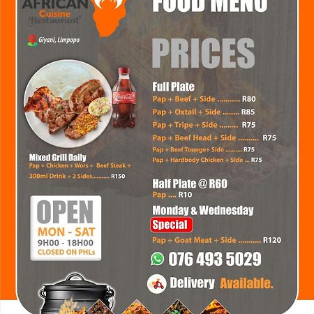 African Cuisine Restaurant Bed and Breakfast Giyani Εξωτερικό φωτογραφία